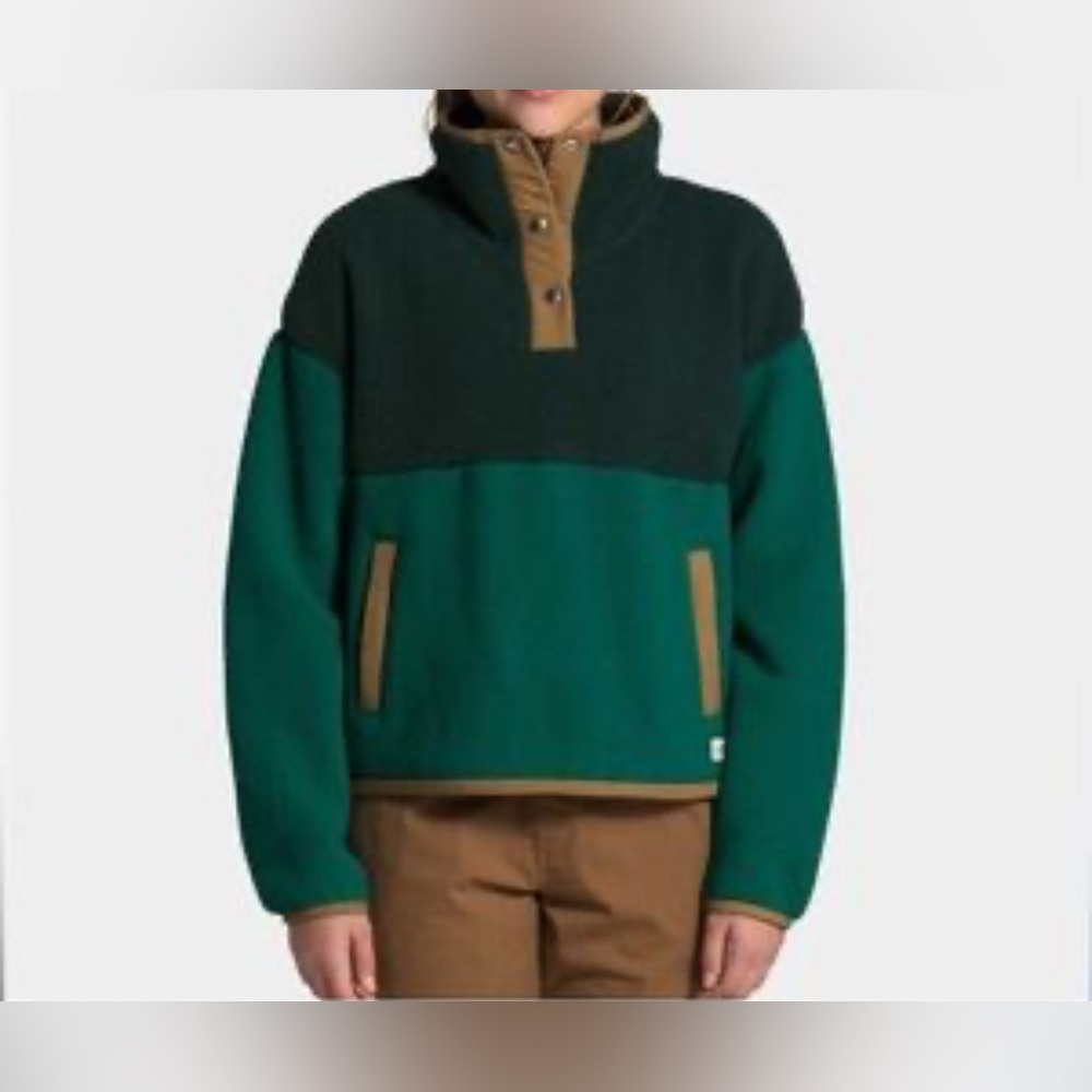 The North Face Cragmont Fleece Pullover‎ Evergreen/Black Colorblock Women Medium - Picture 9 of 9
